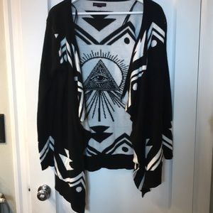 Black and white long cardigan